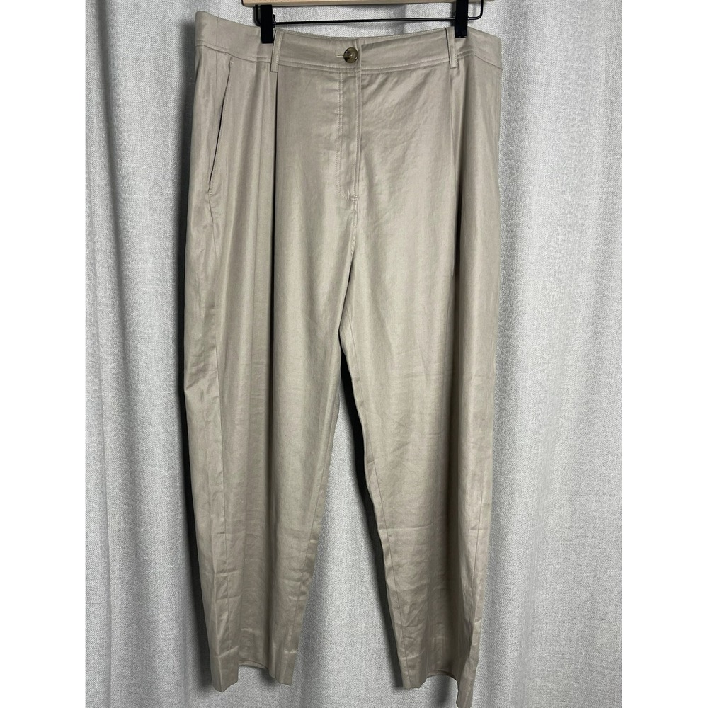 The Reset R Label Slouchy Crop Trousers XL NWT Linen Tencel French Grey Pants